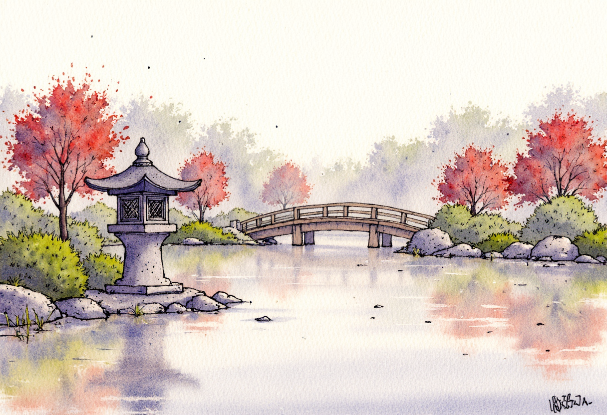 japanese garden rain